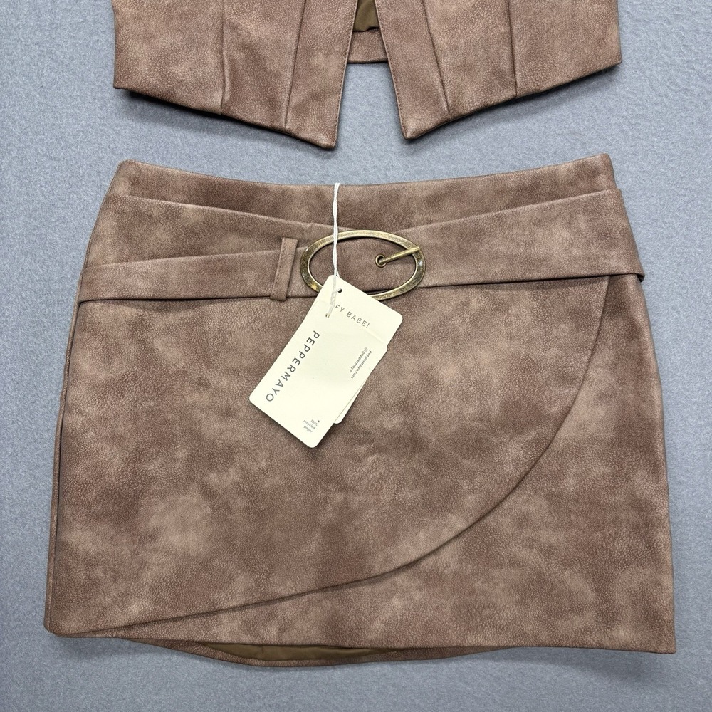 Peppermayo West District Mini Skirt & Top Coord Set Brown Sz 4 Festival Western - Picture 8 of 13